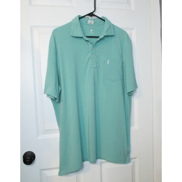 Johnnie-O West Coast Prep Green S/S Preppy Pocket Polo Mens XL Cotton Spandex - Picture 10 of 10